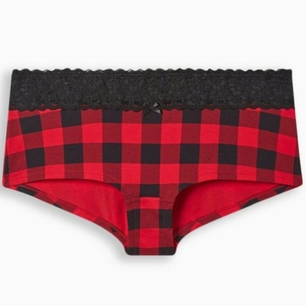 ♥️NWT TORRID PANTY BUFFALO RED PLAID HOLIDAY CHRISTMAS BOYSHORT PLUS SIZE
